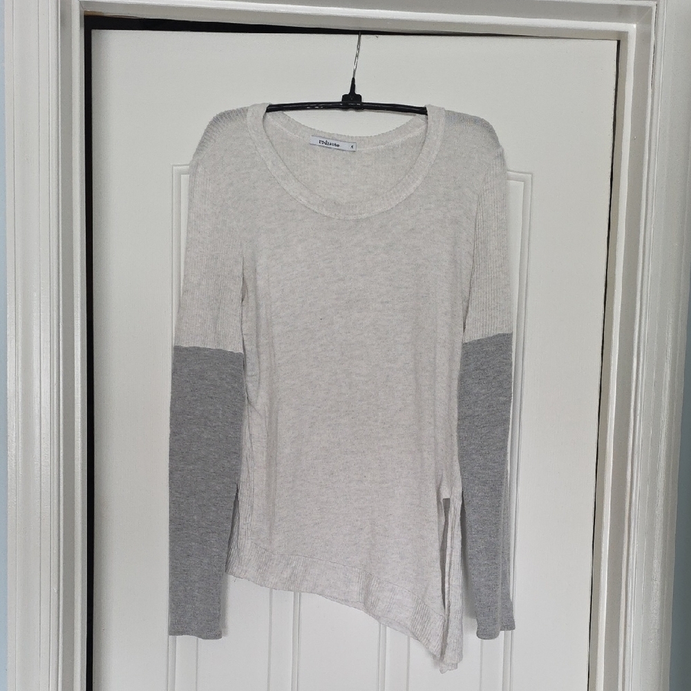 Red Haute Light Gray and Gray Long Sleeve Top